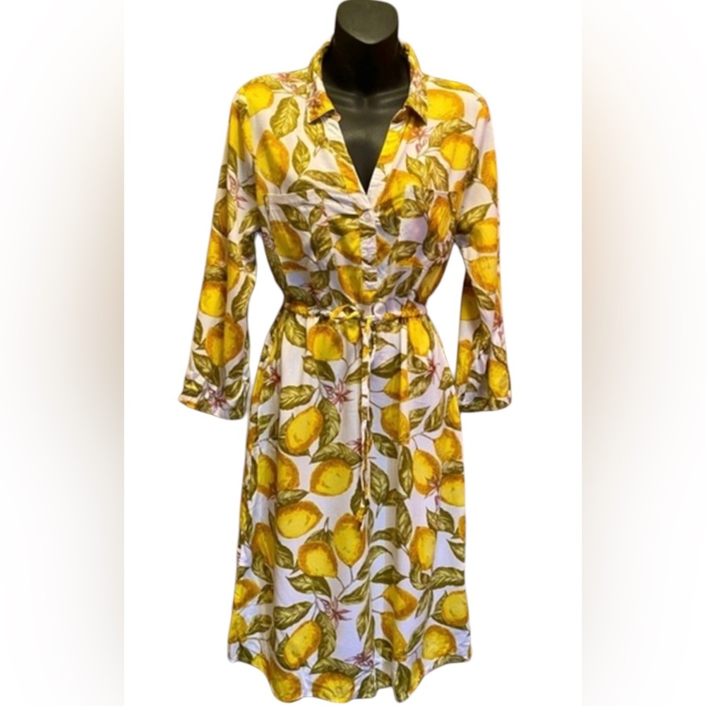 ALEX & PARKER Viscose Lemon Floral Dress size S